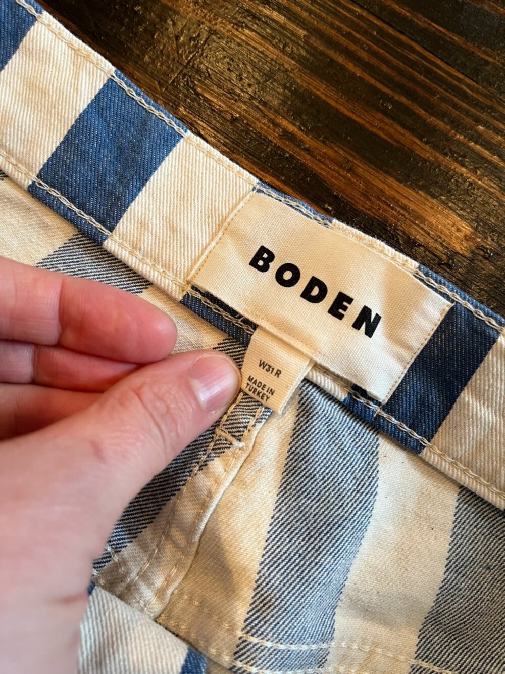Boden High Rise Straight Stripe Jeans - size 31 R - Picture 7 of 9